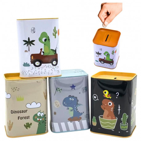 metallist dinosaurus autos hoiukassa 11x8cm