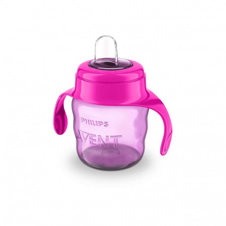 Philips Avent Easy Sip mācību krūzīte ar rokturiem   6M+  200ml  silikona snīpis  rozā SCF551/03