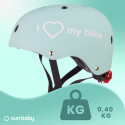 Kask M dla dzieci 3-7 lat HEART BIKE - SUN BABY z lampką LED miętowy