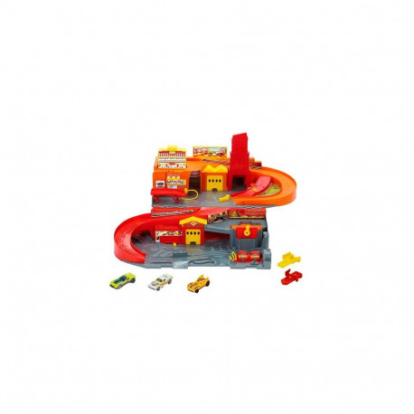 Hot Wheels City Hot Ones Sto &amp; Go Playset with 3 Die-Cast Toy Cars in 1:64 Scale &amp; S