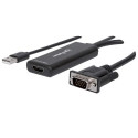 Manhattan VGA and USB-A to HDMI Converter, Analog VGA Video and USB Audio to Digital HDMI Signal, 19