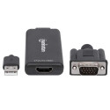 Manhattan VGA and USB-A to HDMI Converter, Analog VGA Video and USB Audio to Digital HDMI Signal, 19