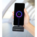 Manhattan Power Bank with integrated USB-C plug, 5000 mAh, Up to 10W output, Kickstand for Use as Ch