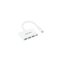 "MANHATTAN 3-Port USB 3.0 Typ-C Hub mit PD Port 3x USB-A weiß"