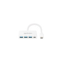 "MANHATTAN 3-Port USB 3.0 Typ-C Hub mit PD Port 3x USB-A weiß"