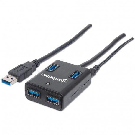 "MANHATTAN USB-HUB 4-Port USB 3.0 schwarz mit Netzteil"