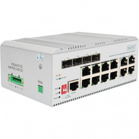 "Digitus 8+4P Industrial Gigabit Ethernet PoE Switch L2 managed"