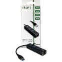 "USB3.0 HUB 3Port Inter-Tech Argus IT-310 1x RJ45 Gigabit Lan passiv Black"