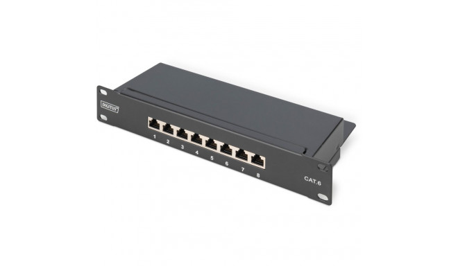 "DIGITUS Patchpanel 1HE 8-Port Cat6 ClassE geschirmt schw."