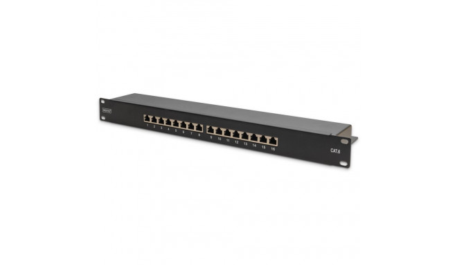 "DIGITUS Patchpanel 1HE 16-Port Cat6 geschirmt schwarz"