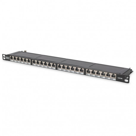 "DIGITUS Patchpanel 0,5HE 24-Port Cat6 geschirmt schwarz"