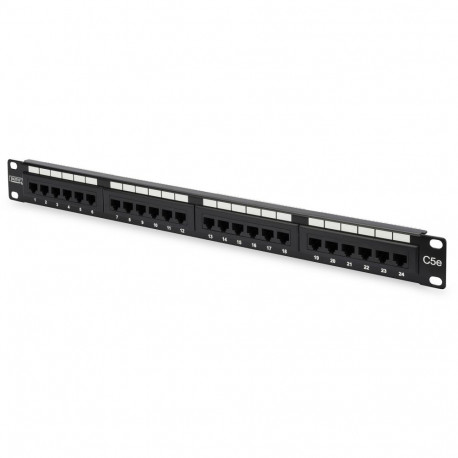 "DIGITUS Patchpanel 1HE 24-Port Cat5e ungeschirmt schwarz"