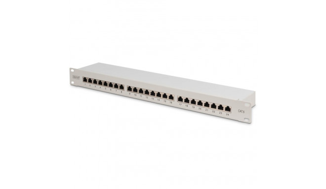 "DIGITUS Patchpanel 1HE 24-Port Cat6 geschirmt grau"