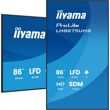 "IIYAMA 217cm (85,6"") LH8675UHS-B2AG 16:9 3xHDMI+DP+2xUSB (Speditionsversand)"
