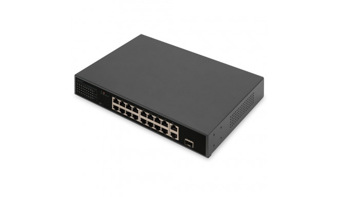 "DIGITUS Switch 16-Port 10/100 32W PoE schwarz"