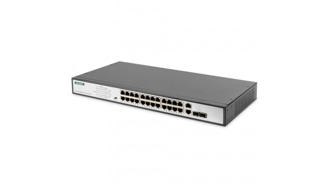 "DIGITUS Switch 24-Port 10/100 370W PoE Unmanaged schwarz"