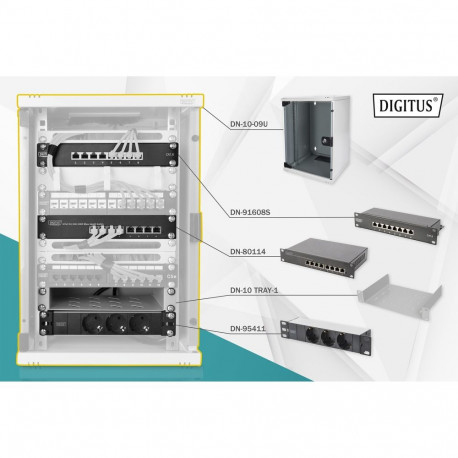 "DIGITUS Netzwerk-Set 254 mm (10"") - 9HE, 312x300mm (BxT)"