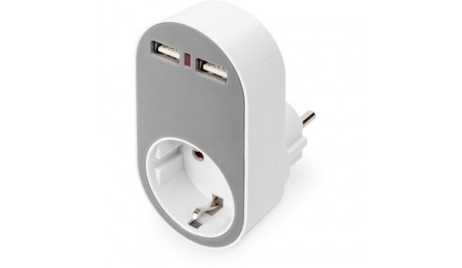 "DIGITUS Universal Steckdosenadapter mit 2 x USB-A"