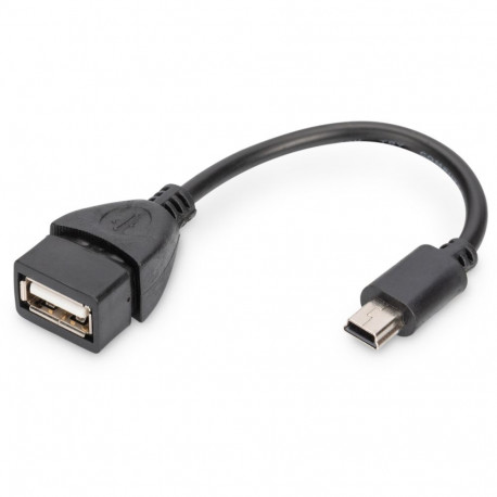"DIGITUS USB 2.0 Adapter OTG, Typ Mini B - A St/Bu 0,2m"