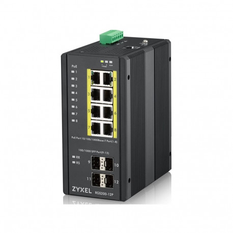 "8+4P Zyxel RGS200-12P POE industrial"
