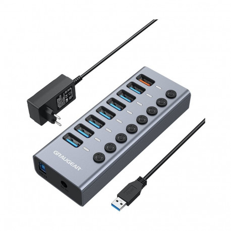 "GRAUGEAR USB-HUB 7x USB 3.0 Ports + 1 USB Schnelllader retail"