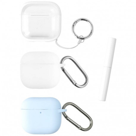 "4smarts Case Set Omega AirPods 4. 3er Set wei. hellblau"