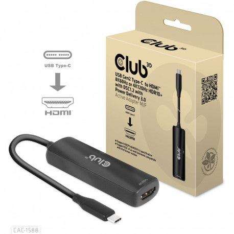 "Club3D Adapter USB 3.2 Typ C > HDMI 2.1 HDR10 8K60Hz aktiv"