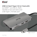 "Club3D USB-C 8in1-HUB >2xHDMI/2xUSB/USB-C/LAN 4K60Hz PD100W"