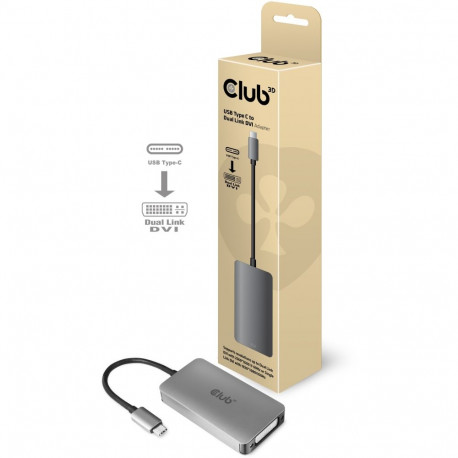 "Club3D Adapter USB 3.2 Typ C > DVI-D aktiv St/Bu"