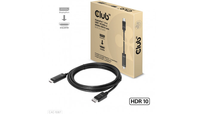 "Club3D Kabel DisplayPort 1.4 > HDMI HDR 8K60Hz aktiv 3m retail"