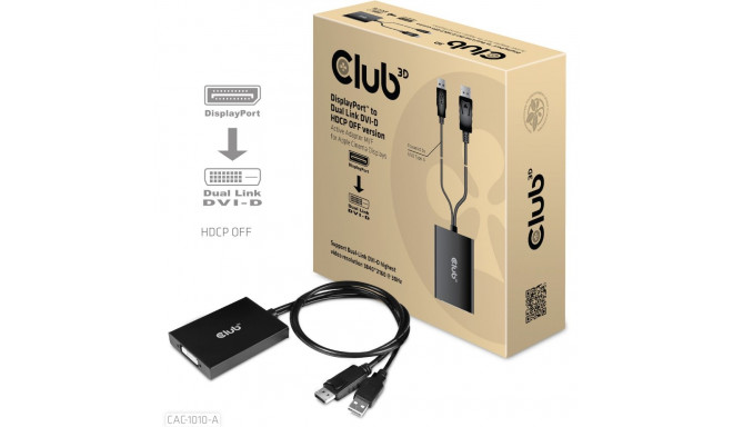 "Club3D Adapter DisplayPort > DVI-D HDCP OFF aktiv St/Bu retail"
