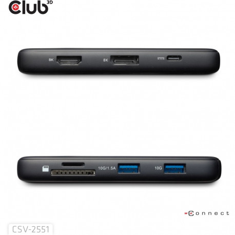 "Club3D USB-C 8in1-HUB >DP1.4/HDMI2.0/USB-C/LAN 8K30Hz PD100W"