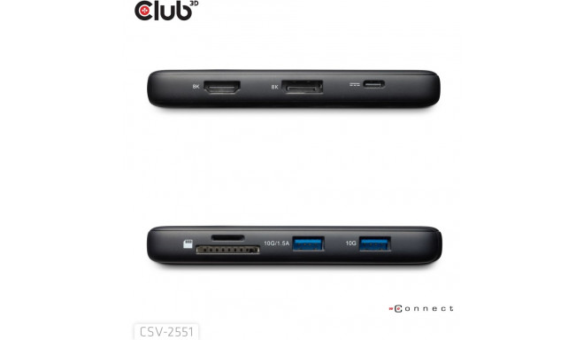 "Club3D USB-C 8in1-HUB >DP1.4/HDMI2.0/USB-C/LAN 8K30Hz PD100W"