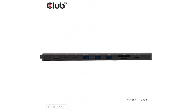 "Club3D USB-C 10in1-HUB >HDMI/3xUSB-C/3xUSB/LAN 8K30Hz PD140W"