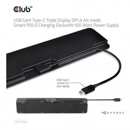 "Club3D 4K ChargingDock USB-C ->5xUSB3/DP/HDMI/VGA/LAN 100W"