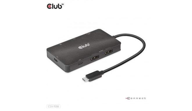 "Club3D USB-C 7in1-HUB >2xDP/2xUSB/2xUSB-C/LAN 4K60Hz PD100W"