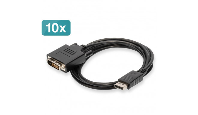 "DIGITUS DisplayPort - DVI Adapterkabel, 10er Pack, 2m, sw"