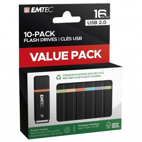 "STICK Emtec USB2.0 K100 16GB P10 10-pack color box retail"