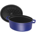 "Staub La Cocotte 29cm oval dunkelblau. Gusseisen"