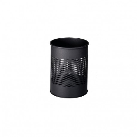 Metallist ümmargune paberikorv 15L, perforatsioon 165mm, must