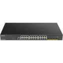 "DGS-1250-28XMP/E 28-Port Smart Managed PoE+ Gigabit Switch 24x 10/100/1000BASE-T PoE 4x 10-Gigabit-