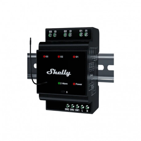 "Shelly Relais ""Wave"" Hutschiene Pro 3 Relais max. 48 A 3 Phasen 3x 16A Z-Wave"