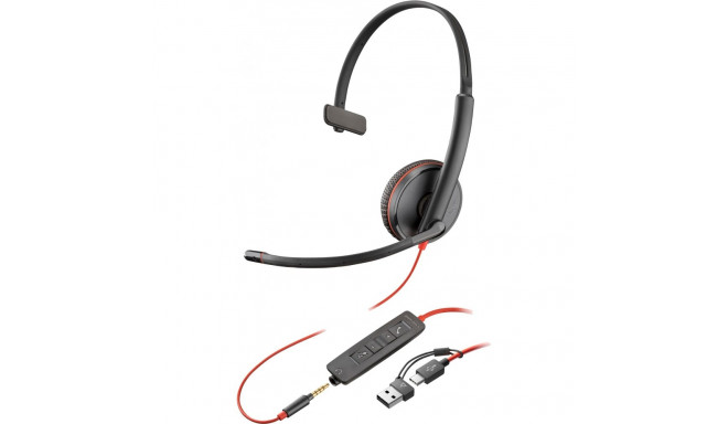 "HP Poly Headset Blackwire C3215 Mono USB-C/A & 3.5 mm (bulk)"