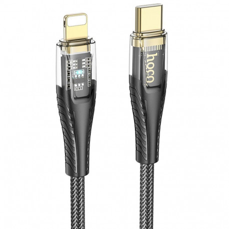 Cable USB C to Lightning Hoco PD 27W 1,2 m U121 black transparent