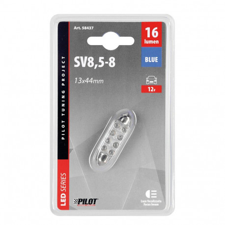 Pirn 8 ledi 44mm, 12V, sinine