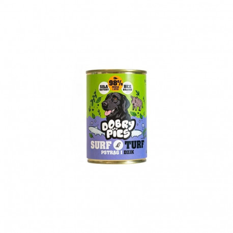 DOBRY PIES Surf & Turf Trout and wild boar - wet dog food - 400g
