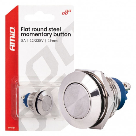 Przycisk hetkeline käivitus lame ümmargune teras 19mm 5a 12/230v amio-04436