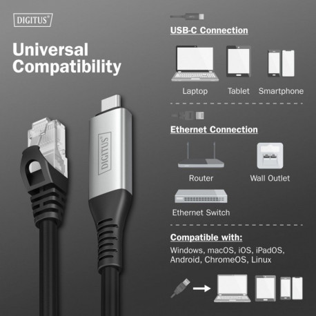 USB-C - RJ45 kaabel AK-300601-050-S