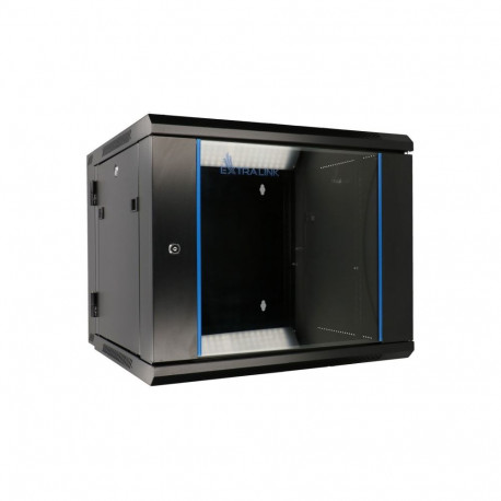 Extralink 6U 600x600 AZH Black Rackmount cabinet wall mounted, swing type
