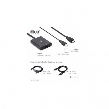 CLUB3D HDMI + Micro USB to DisplayPort™ 4K120Hz or 8K30Hz M/F Active Adapter